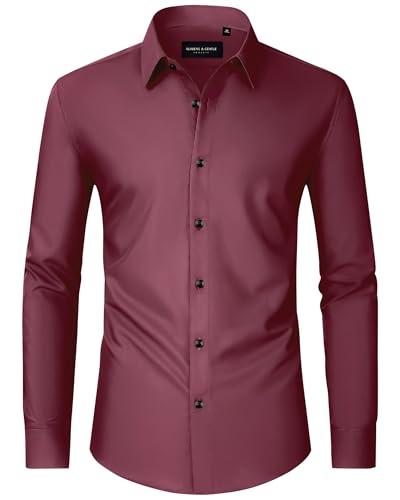 Image of Alimens & Gentle Men's Dress Shirts Long Sleeve Wrinkle Free Stretch Business Casual Wedding Button Down Shirt