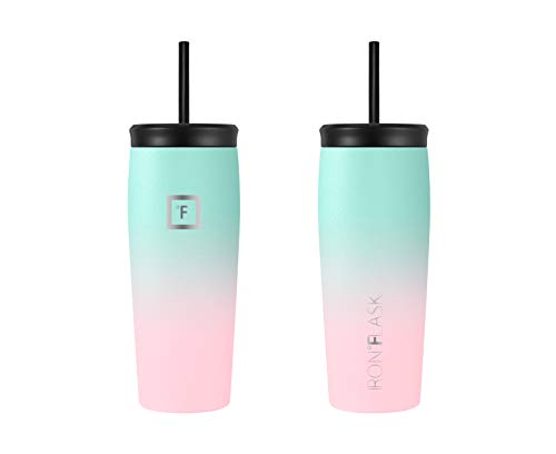 IRON °FLASK Vaso Nomad - 20 oz, 2 Tapas (Pajita/abatible), Botella de Acero Inoxidable aislada al vacío, Moderno de… - Imagen 4