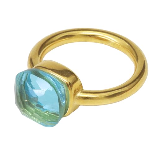 [ROQUE] ステンレスリング カラーストーン ヌード デザイン リング 指輪 (1個売り) (18号, アクアマリン)のサムネイル