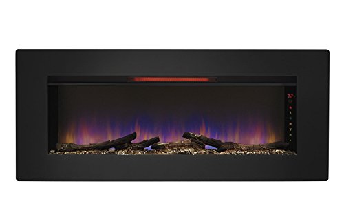Classicflame 47Ii100Grg Felicity 47" Wall Mounted Infrared Quartz Fireplace, Black Glass Frame #TOP5