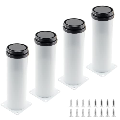 Bivethoi Adjustable Cabinet Legs Set Of 4, 6 Inch / 150Mm Sofa Legs Replacement Furniture Feet, Stainless Steel Vanity Legs Couch Foot Metal Dresser Legs For Shelf Futon Coffee Table (White) #TOP9