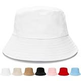 NPQQUAN Bucket Hats fot Men Women Packable Foldable Sun Hats for Women Beach Travel Cap White