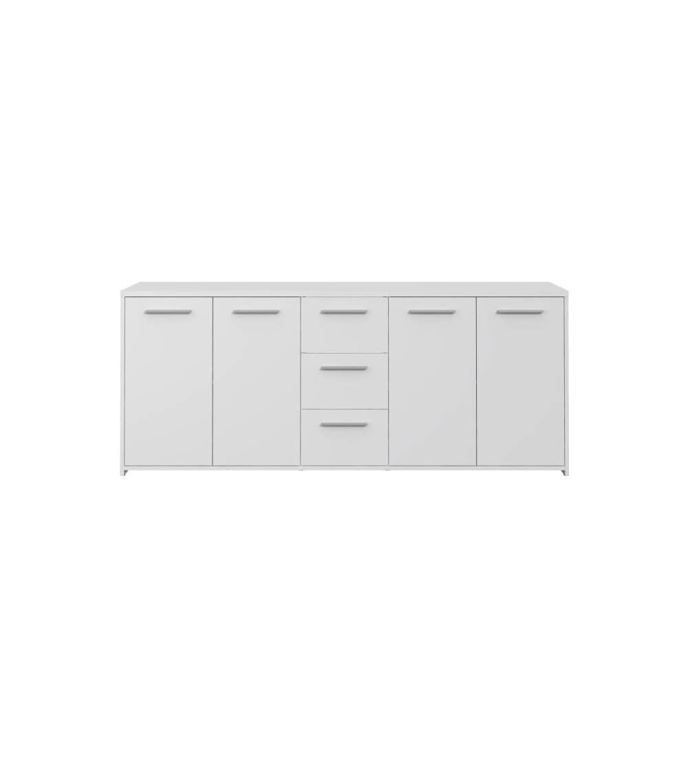 Forte PILVI Sideboard 180, Großes Sideboard mit 4 Türen und 3 Schubladen, Holzwerkstoff, Weiß, 179 cm breit, 74.1 cm hoch, 42 cm tief