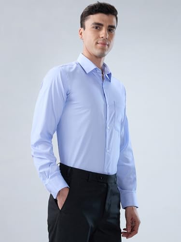 Image of Park Avenue Men Modern Slim Fit Structure Pattern Cotton Polyester Blend Semi Cutaway Collar Full Sleeve Formal Shirt
