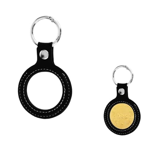 Tangseajiao 1 Pc Black Leather Coin Holder Keychain for AA Coin, Lucky Coin Keyring Standard Challange Coin, Quarter, Coin Collection Stroage Money Handling Products