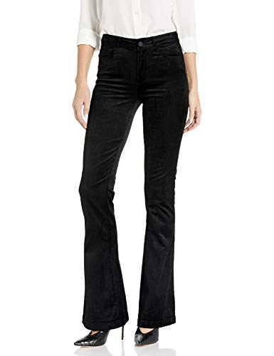 PAIGE Women's Lou High Rise Velvet Flare Leg Jean, Black, 28