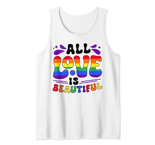 Texte graphique All Love Is Beautiful Rainbow Pride Débardeur