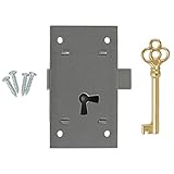 Steel Flush Mount Cabinet Door Lock with Key - 3' High x 1 3/4' Wide - Vintage Lock and Key for Furniture Doors and Drawers | UA-038-L