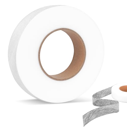 Cheerhom Saumband zum Aufbügeln 64 m Länge und 20 mm Breite, Bügelband zum Bügeln für Textilien wie Hosen Gardinen Vorhänge, Gardinen Kürzen ohne Nähen, Bügelsaumband für Vorhänge Weiß