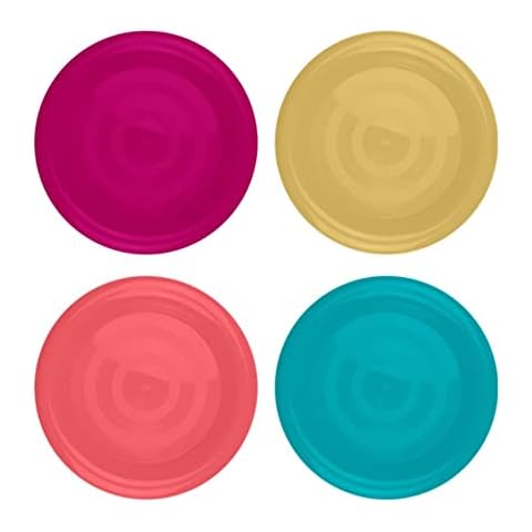 LR Supplies 4 Pack Reusable Plastic Plates Multi Colour Party Picnic BBQ Kids Set Cover
