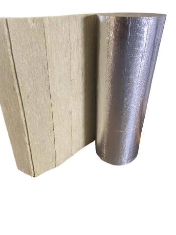 Sainter® Fieltro Lamela de Lana de Roca con Aluminio, 40 Kg/m³ Medidas 10000x1000x20mm Aislamiento Térmico y Acústico, Resistente al Fuego A1, para Tuberías y Conductos.