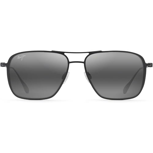 Maui Jim Men's and Women's Beaches Polarized Universal Fit Aviator Sunglasses, Black Matte/Neutral Grey, Medium