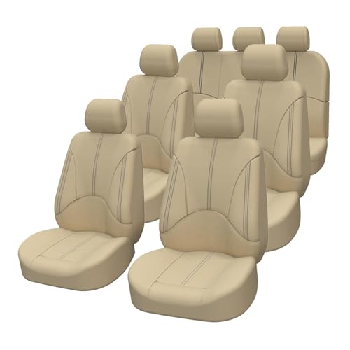 Housses de siège de voiture Kona 7 places : kit universel de protection avant arrière beige