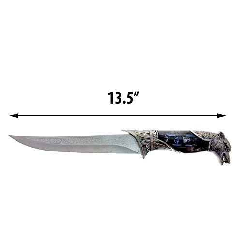 ASR Outdoor Dagger Collectible Knife Black Wolf Etched Design