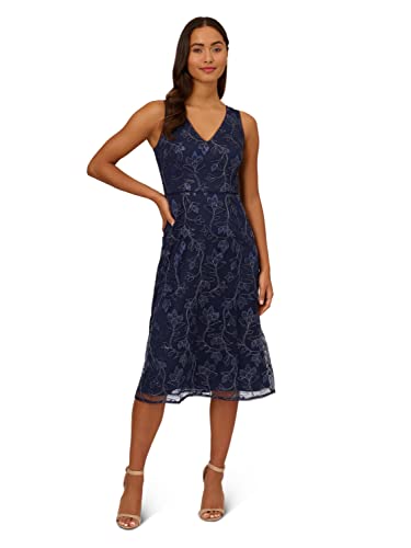 Image of Adrianna Papell Women's Floral Sequin Embroidery Dress