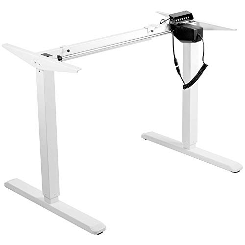 VIVO White Electric Stand Up Desk Frame Workstation, Single Motor Ergonomic Standing Height