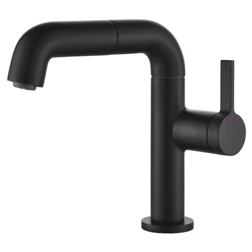 Robinet en laiton noir au design extractible unique pour vasque moderne