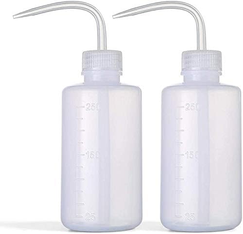 Sopco 2-Pack 250ml/8oz Plastic Wash Bottles: Economical Squeeze Design with Narrow Mouth & Scale Labels – Ideal for Medical Use, Succulent Watering & Cleaning