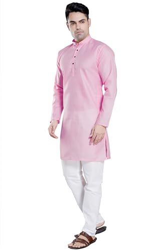 Image of DIVISIVE Men's Plain Cotton Blend Linen Slim Fit Kurta Pyjama Set