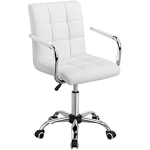 Yaheetech Silla de Oficina Giratoria con Respaldo Blanco Cover