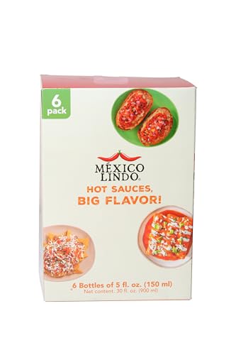 Image of Mexico Lindo Chile de Arbol Hot Sauce Ingredients | 12,190 Scoville Level | Classic Flavor | 5 Fl Oz Bottles (Pack of 6)