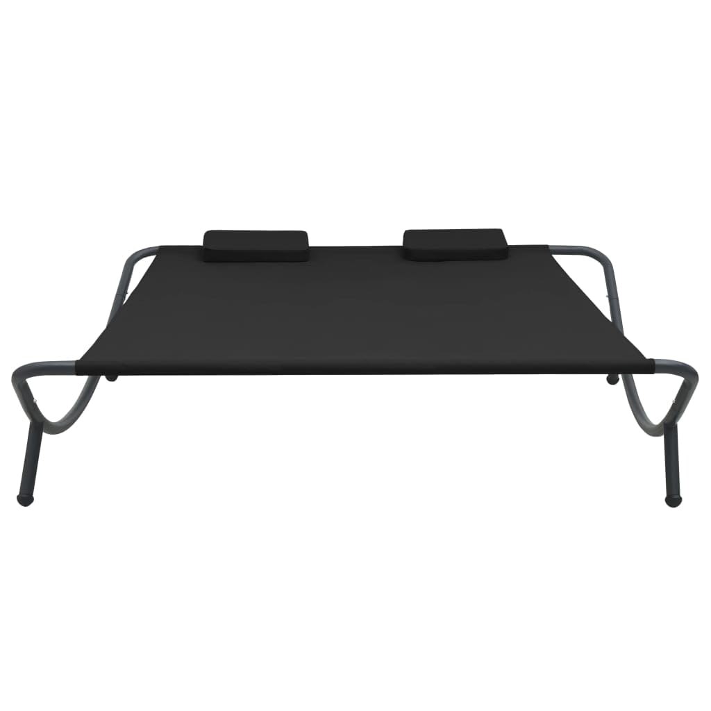 vidaXL Chaise Longue d'extérieur Tissu Noir