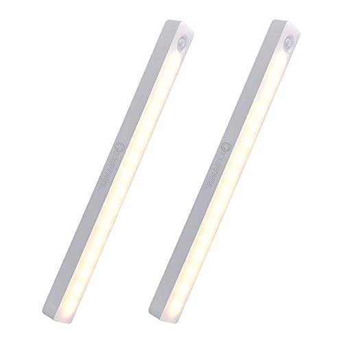 Motion Sensor Light,Rechargeable LED Closet Lights Under Cabinet Lighting Safe Lights Wireless Stick-on Magnetic Night Light on Anywhere,2 Pack (Warm White)