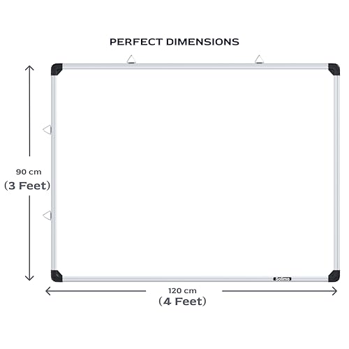 Image of Amazon Brand - Solimo Magnetic White Board with Aluminium Frame, 3 x 4 feet, Dry Erase Writing Board for Home, Office, School & Study Room, Wall Mount