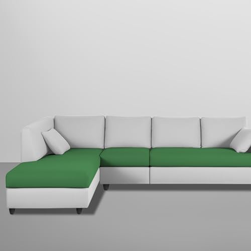 Image of Florian LHS 6 Seater L Shape Sofa Set for Living Room (Green Grey Fabric) Premium Fabric Sofa