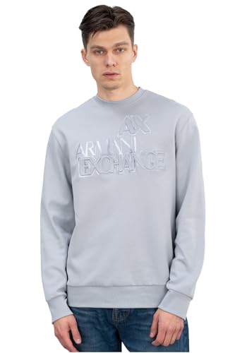 Armani Exchange Men's Shiny Embossed Crewneck Pullover Sweatshirt
