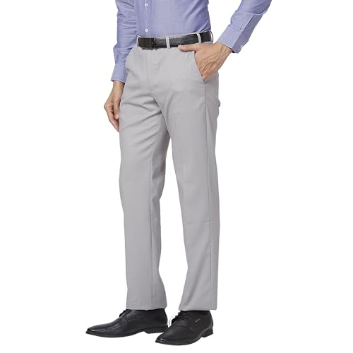 Image of Park Avenue Men's Mid Rise Regular Fit Polyviscose Blend Solid Pattern Flat Front Formal Trouser