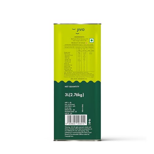 Image of Jivo Everyday Cooking Pomace Olive Oil 3 Litre | Imported from Spain | Rich in MUFA, Low in Saturated Fat | Ideal for Frying, Roasting & Baking | Cooking Oil for Daily Use