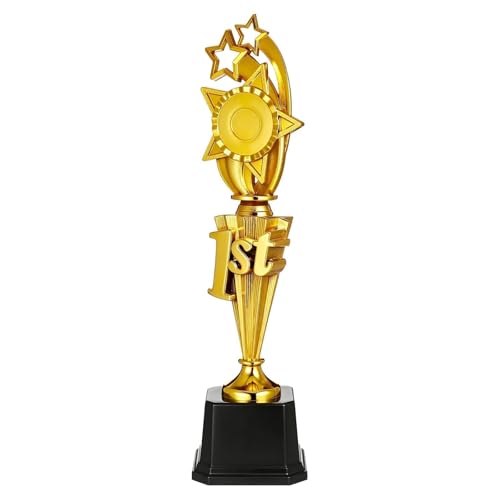 Large Plastic Gold Trophy Cup for Sports Tournaments,14.6Inch Gold Star Trophy Award with Pre-Attached 1st Place Label,Champion's Winner Cup First Place Prize for Sports,Parties & Competitions