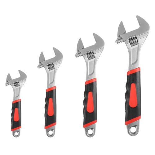 AHAQU 4PCS Adjustable Spanner Set, 4 Sizes Heavy Duty Adjustable Wrench Set Include 6in/8in/10in/12in, Metric & SAE Carbon Steel Shifter Spanners with Soft Grip Handle for Maintenance Repair 1 AHAQU 4PCS Adjustable Spanner Set, 4 Sizes Heavy Duty Adjustable Wrench Set Include 6in/8in/10in/12in, Metric & SAE Carbon Steel Shifter Spanners with Soft Grip Handle for Maintenance Repair
