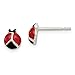 Broche de plata de ley Post Juego de pendientes de esmalte Lady Bug - JewelryWeb