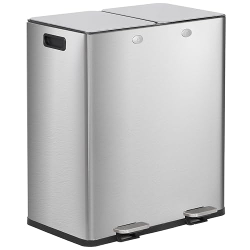 Caneca de basura de cocina 16 galones con pedal y doble cubo