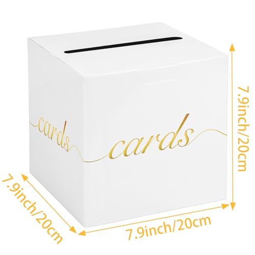 Image of White Card Box Gold Foil Wedding Favors Gift Card Boxes Post Box Receiving Money Box Holder for Wedding Reception, Baby Showers, Anniversary, Birthday Party, Retirement, Graduation Envelope Holder