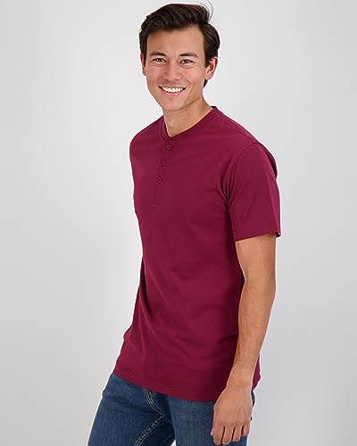 Image of Real Essentials 3 Pack: Mens Casual Long & Short Sleeve Cotton Henley Lightweight Button T-Shirt, Long Sleeve - Set