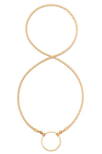 La LOOP Braided Leather 587GD in gold with loop 30mm in Diameter | Swivel Hinge Technology for 360-Degree Eyeglass Access | Eyeglass Holder Made with Durable Leather Cord, Satin Gold Finish Loop