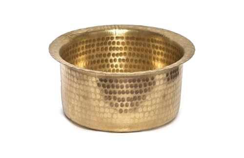 (muke) Brass Hammered Patila, Tope Cookware, Patila, Round Tapeli, Bhagona (3.5 Liter)