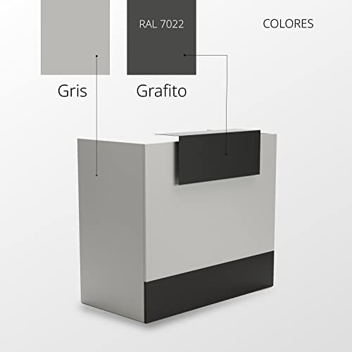 Designtisch für Empfang, Büro, Friseur, Geschäft usw. Schreibtischmöbel für den Empfang in verschiedenen Größen, Farbe Grau+Graphit - Ofiturie (1600 mm)