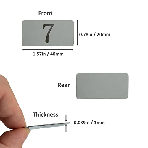 Image of Rectangle Metal Numbered Tags Stainless Steel Number Tags Key Tags with No Holes (26-50)