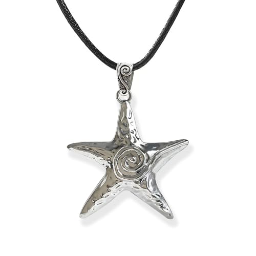 Big Star Spiral Necklace Gothic Chunky Pentagram Vortex Pendent Choker Beach Vacation Accessories for Women