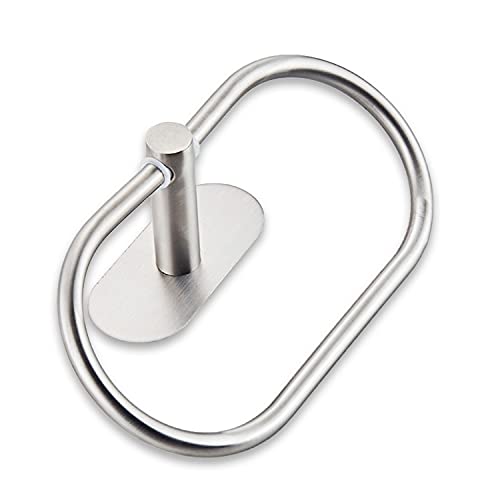 Besteffie Self Adhesive Towel Ring For Bathroom Stainless Steel Adhesive Hand Towel Holder No Drilling Modern Hand Towel Hanger Stick On Wall Brushed Nickel #TOP1