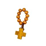 Dcaknri Rosario multiusos de madera natural para llevar a diario, práctica religiosa, cadena de dedo, talla única, como se describe