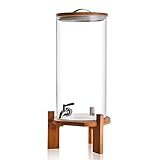 Elegante Dispensador de Bebidas de Cristal Botella con Grifo Soporte y Tapa de Bambú para Bebida Caliente o Fría Garrafa de Agua para Zumos Regalo para las Fiestas de Navidad Único ( Color : 10.5L )