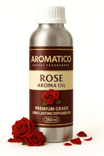 Image of AROMATICO Rose Diffuser Oil with Strong, Long-Lasting Aroma For Homes, Offices & Showrooms. Aromatherapy, Diffusers, Air Purifiers, Vaporizers - 250 ml