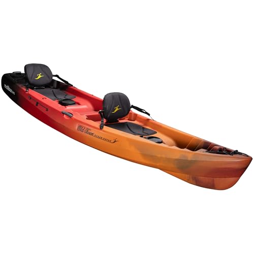 Old Town Ocean Kayak Malibu Two 2 Person Sit-on-Top Recreational Paddle Kayak, 12 ft, Lava