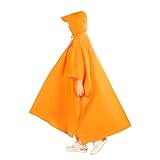 RUHTEUO Regenmantel Portable Multifunctional 3 In 1 Rain Coat Hiking Camping Raincoat Poncho Mat Awning sturdy Outdoor Activity Gear Supplie(Orange color)
