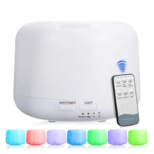 Difusor Aromático E Umidificador De Ar Ultrassônico Elétrico 500ml Controle Remoto LEDs Com 7 Cores Desligamento Automático Alternantes Para Quarto Casa Escritório Premium GAXMARK